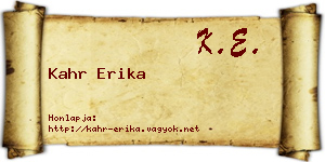 Kahr Erika névjegykártya